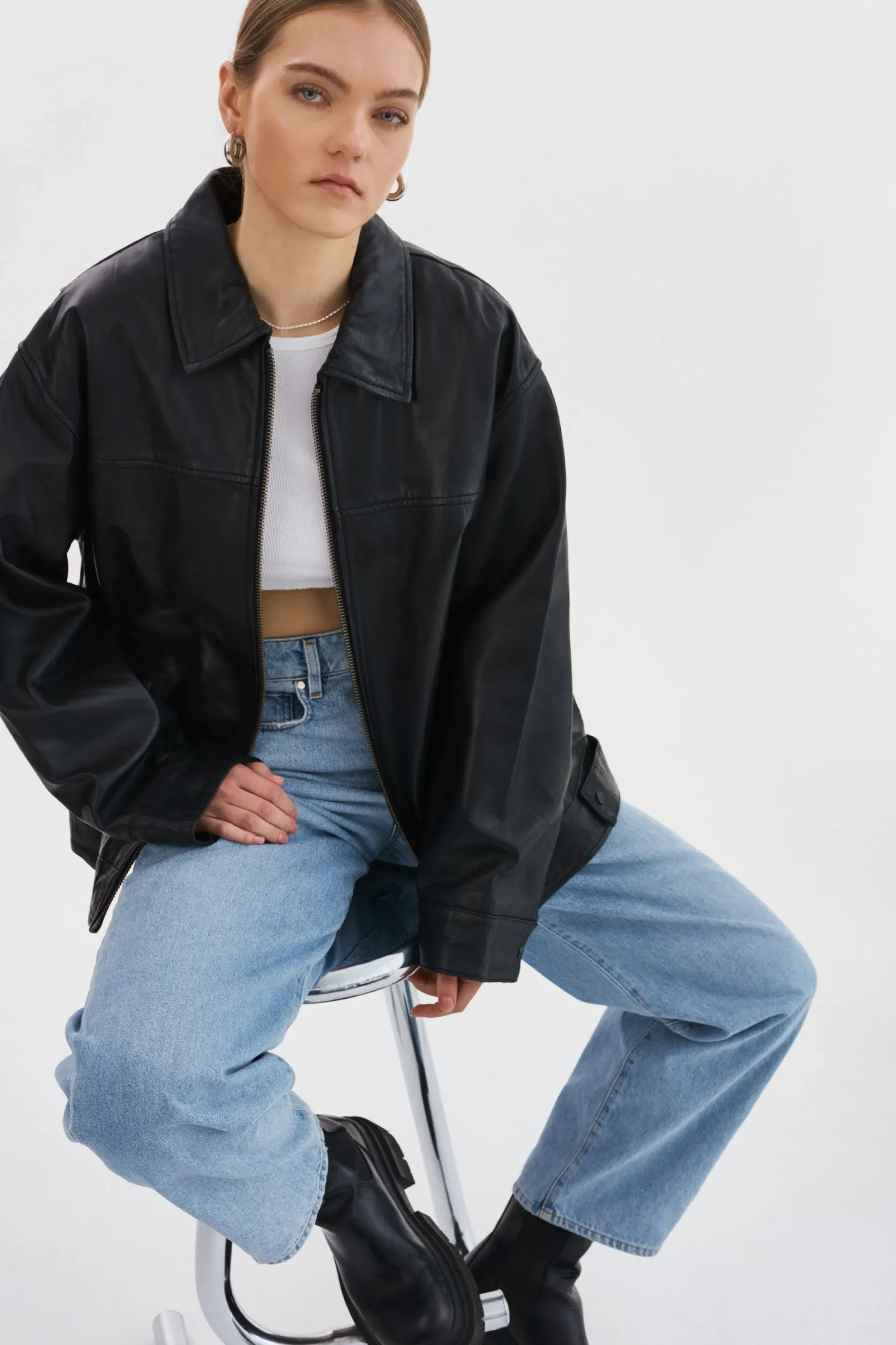Sale LAMARQUE THEIA | Leather Bomber Jacket Black