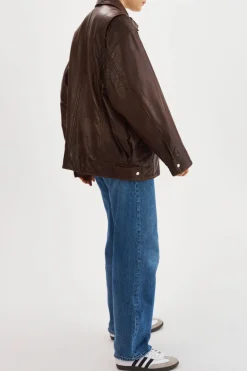 Sale LAMARQUE THEIA | Leather Bomber Jacket Dark Brown