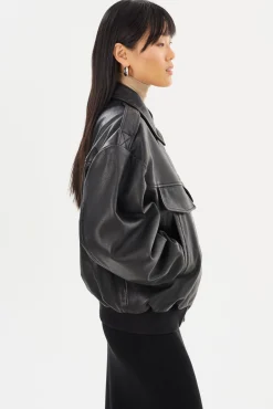 Sale LAMARQUE TREVANNA | Leather Bomber Jacket Black