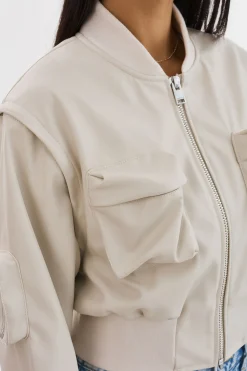 Cheap LAMARQUE XAIA | Faux Leather Convertible Bomber Jacket Bone
