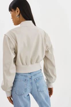 Cheap LAMARQUE XAIA | Faux Leather Convertible Bomber Jacket Bone