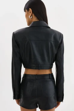 Shop LAMARQUE XANDY | Cropped Leather Jacket Black