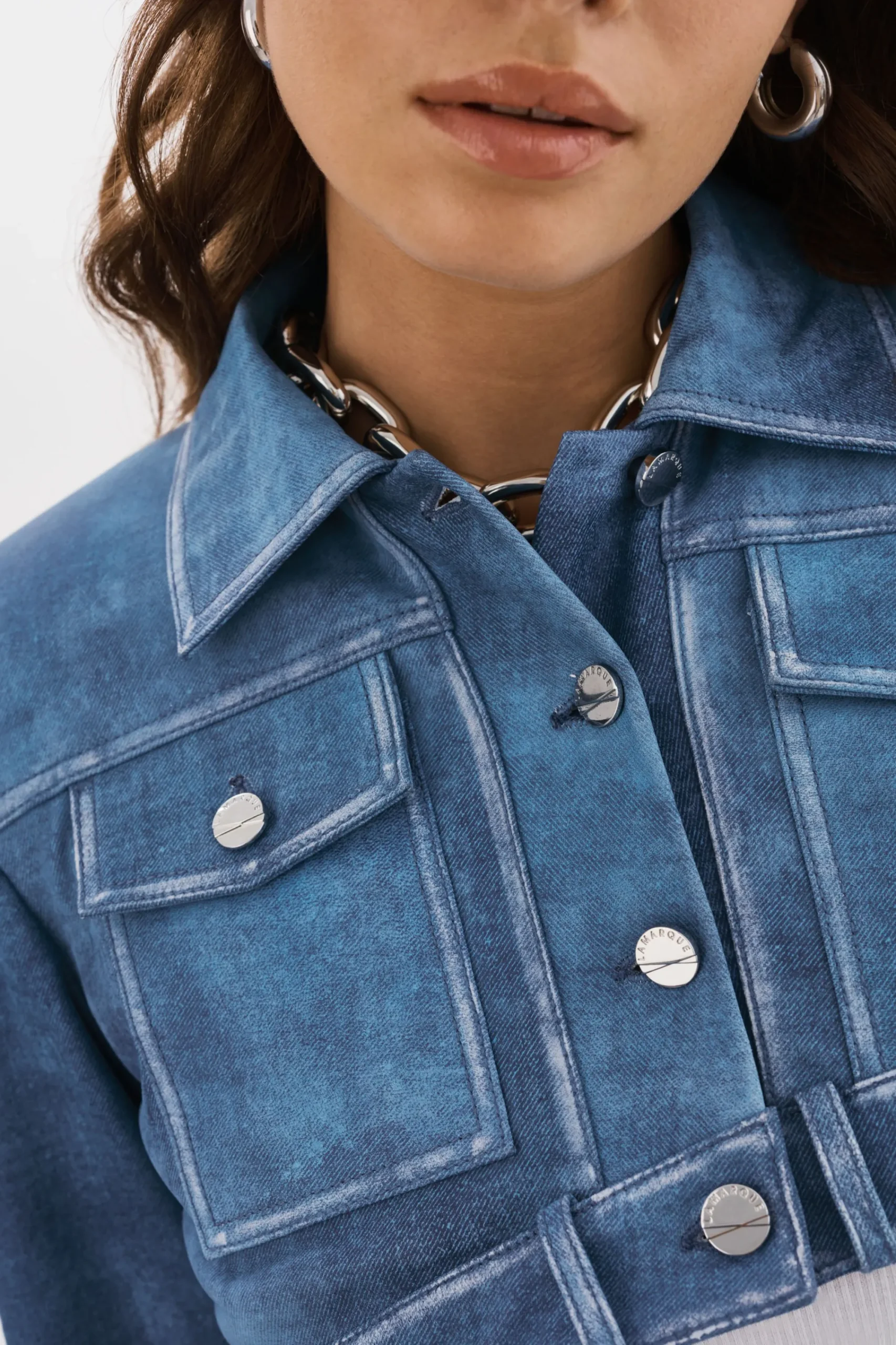 Outlet LAMARQUE XANDY | Cropped Leather Jacket Distressed Indigo