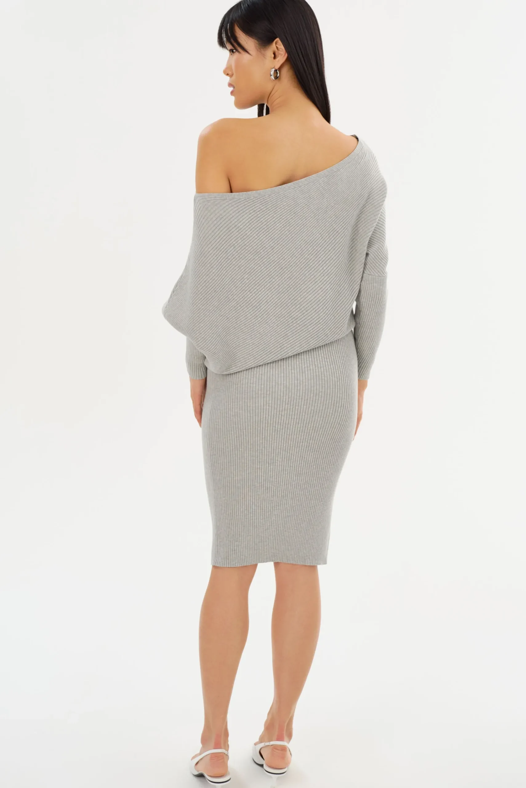 Hot LAMARQUE ZENOBIA | Knit Midi Dress Light Heather Grey