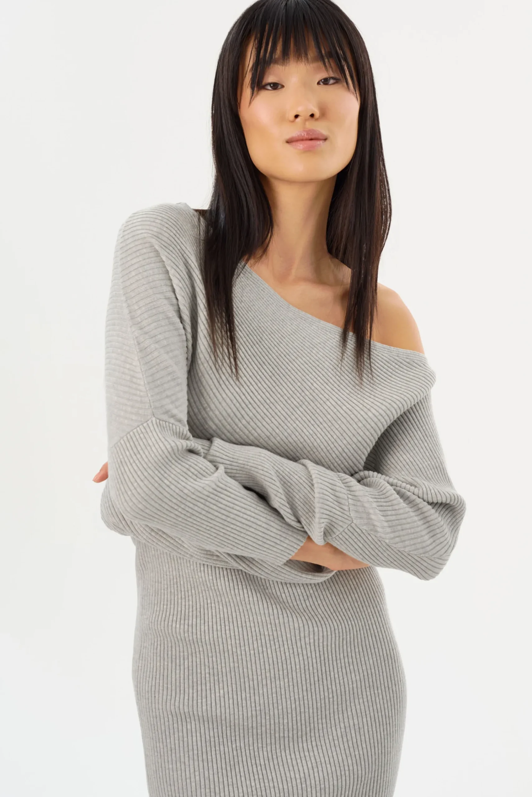 Hot LAMARQUE ZENOBIA | Knit Midi Dress Light Heather Grey